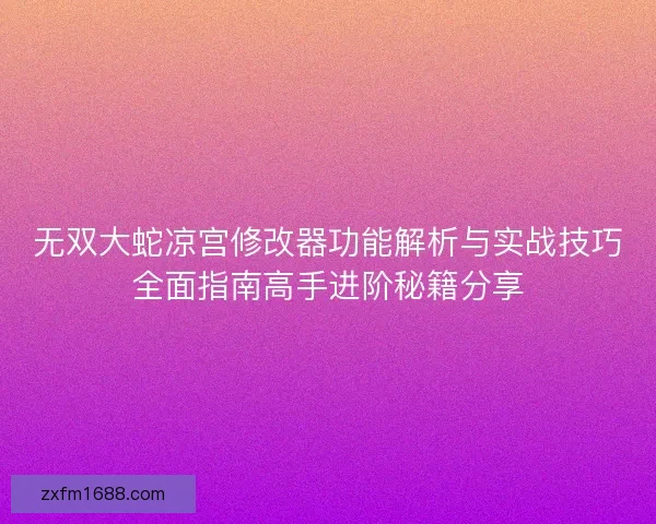 无双大蛇凉宫修改器功能解析与实战技巧全面指南高手进阶秘籍分享