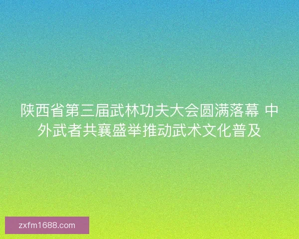 陕西省第三届武林功夫大会圆满落幕 中外武者共襄盛举推动武术文化普及