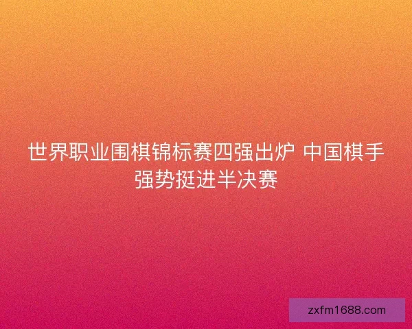 世界职业围棋锦标赛四强出炉 中国棋手强势挺进半决赛